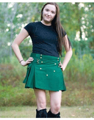 MODERN GREEN FASHION LADIES UTILITY KILT