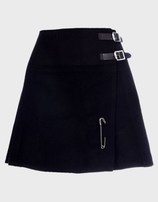 Jupe utilitaire tartan noire pour femme